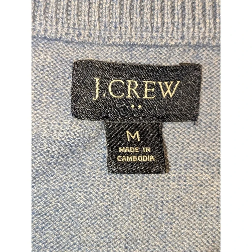 J Crew Mens Blue Merino Wool Blend Quarter Zip Washable Sweater Medium NWOT $138